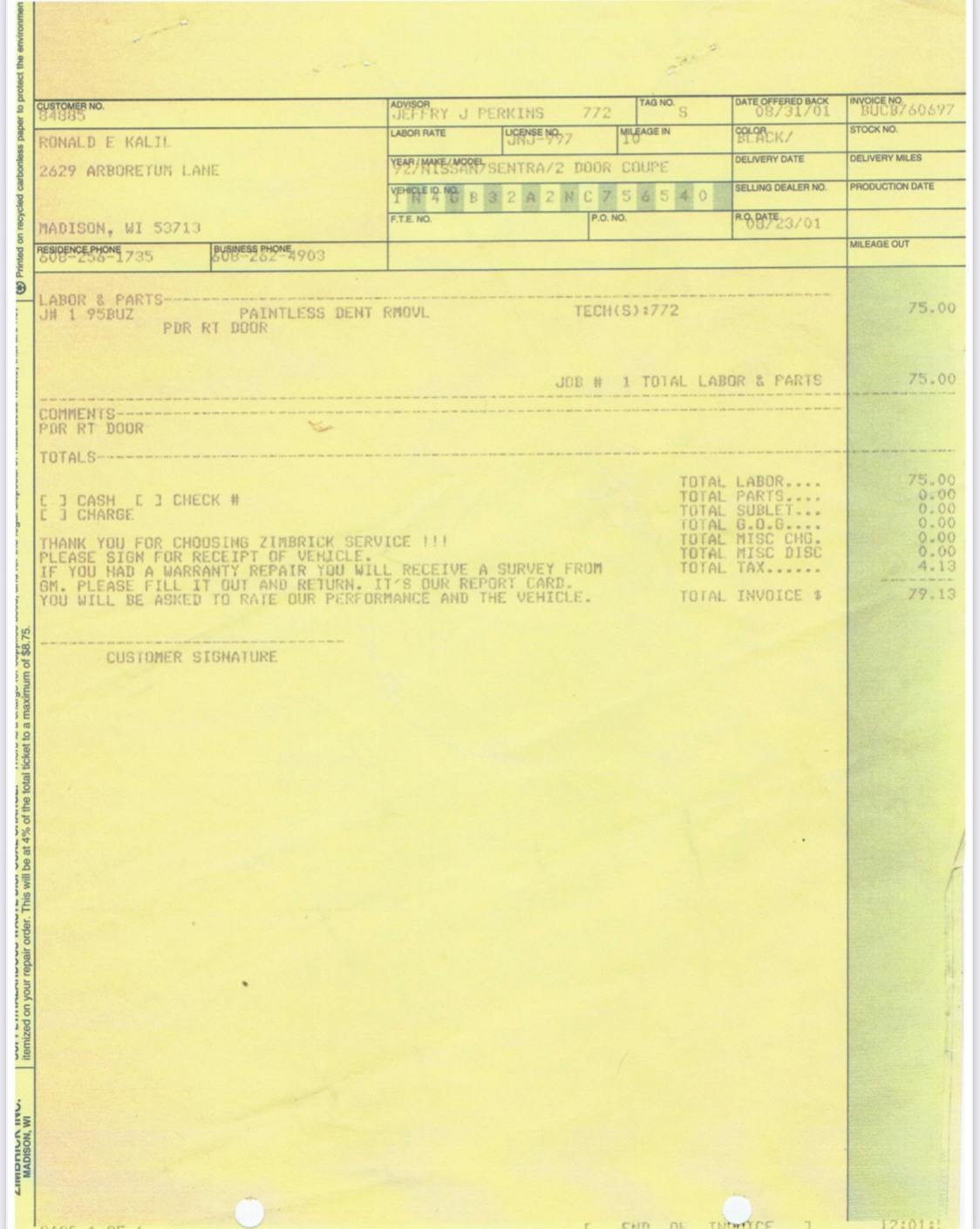 1992 Nissan Sentra SE-R paperwork