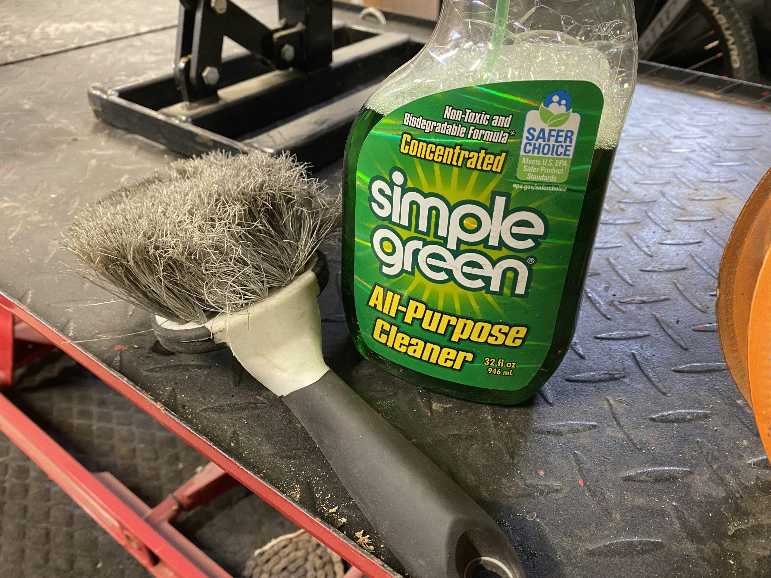 simple green and brush for motorcycle cleaning