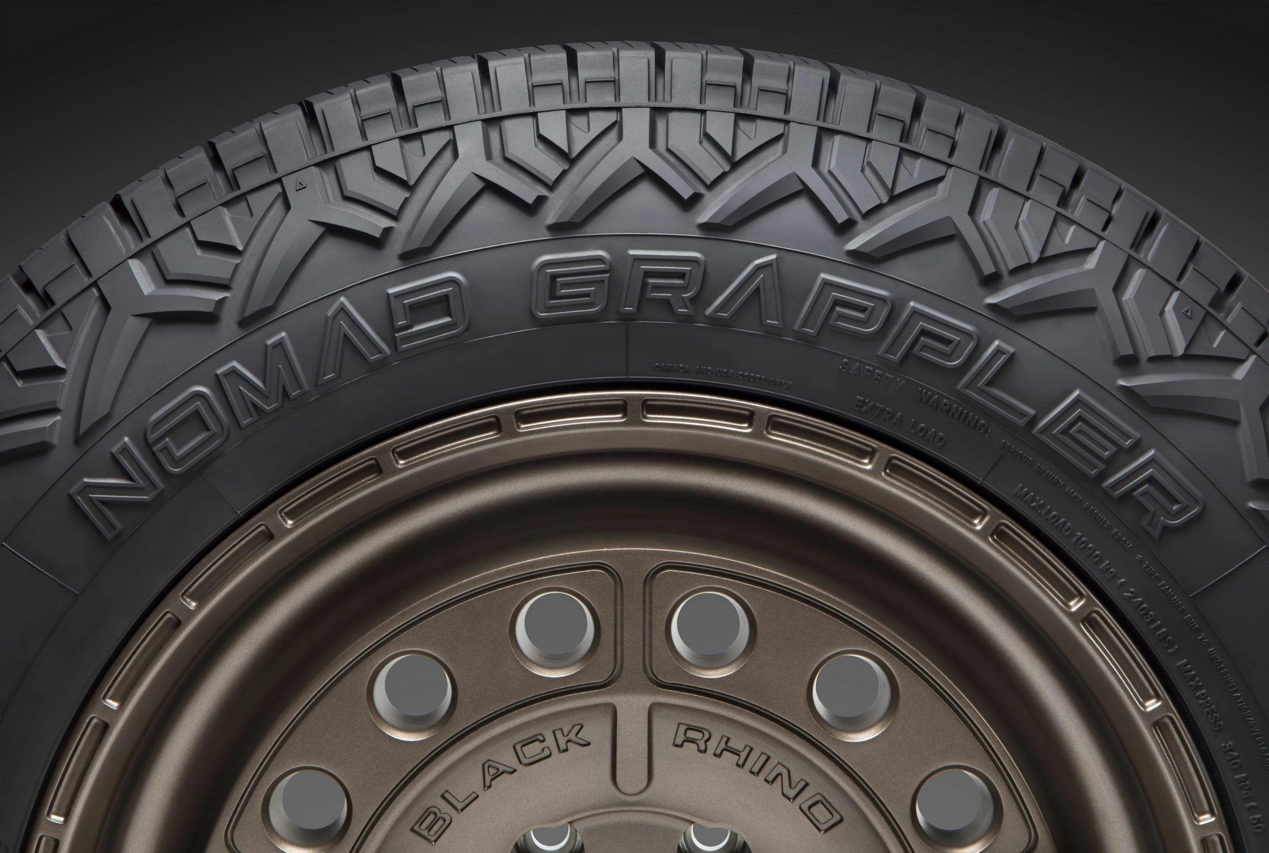 Nitto Tires Nomad Grappler tire badging closeup
