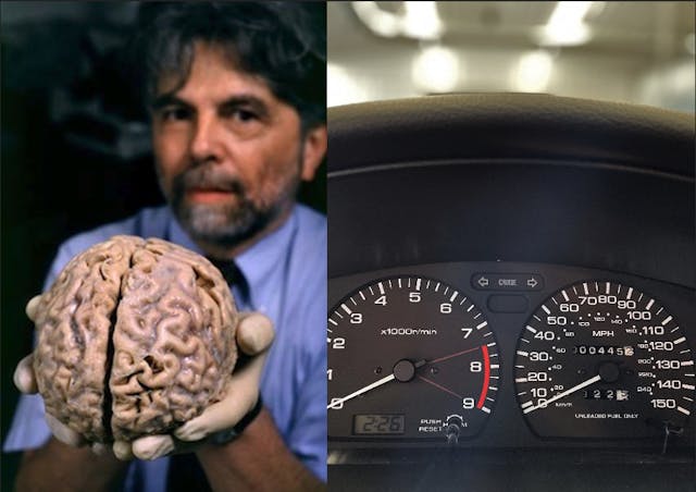 Neuroscience professor Ron Kalil and his Nissan