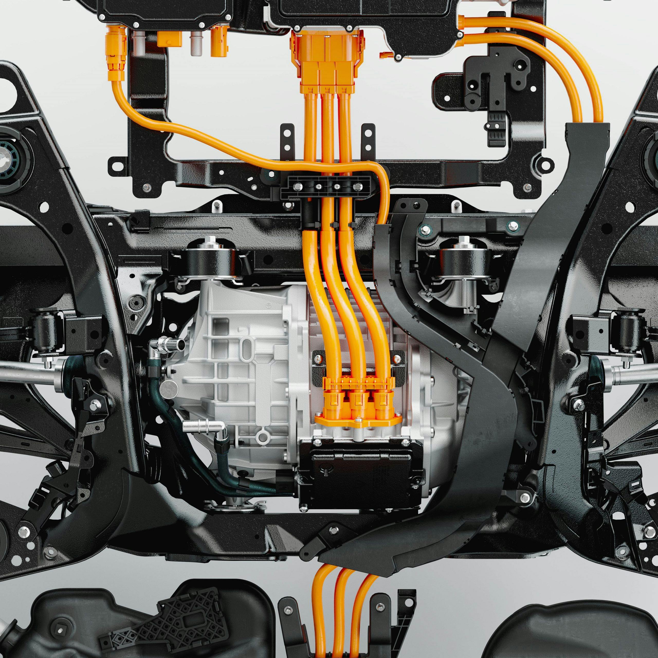 Volvo XC60 Recharge powertrain updates cutaways of powertrain/battery closeup