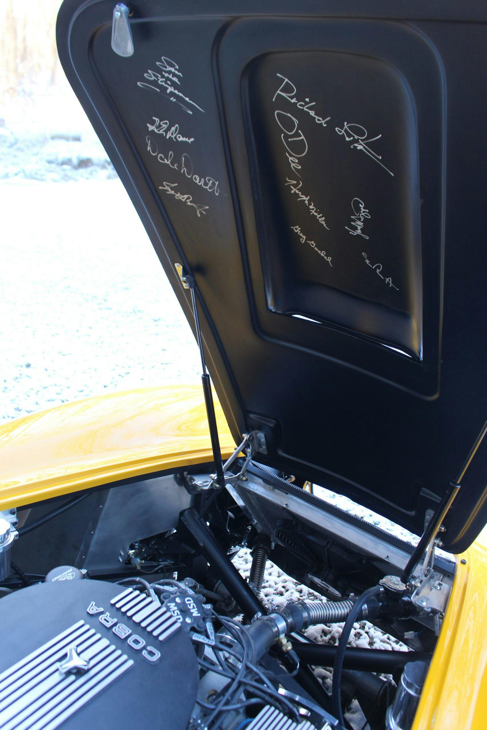 1965 Factory Five Mk4 engine hood signatures vertical