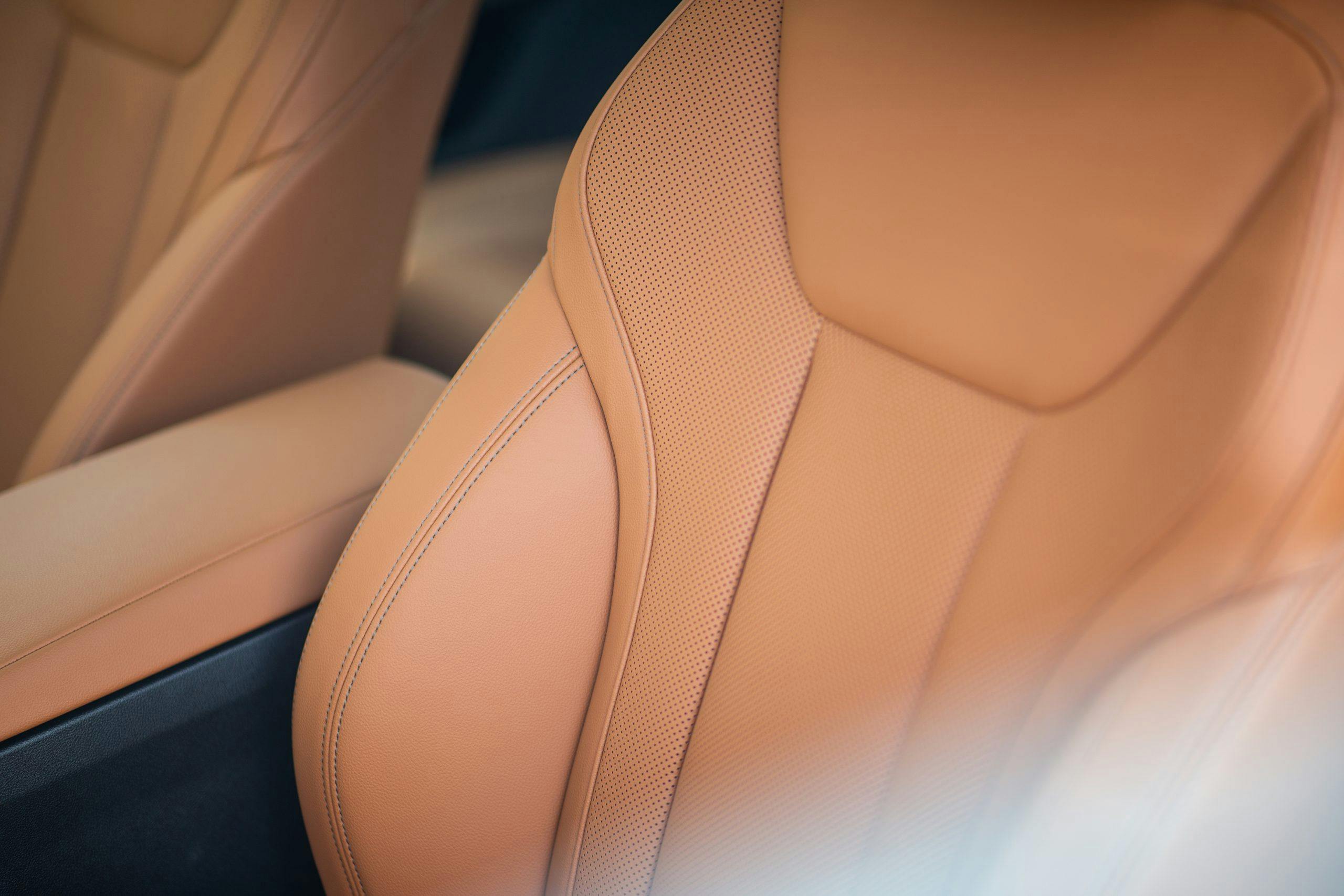 2022 BMW M440i interior front seat leather detail