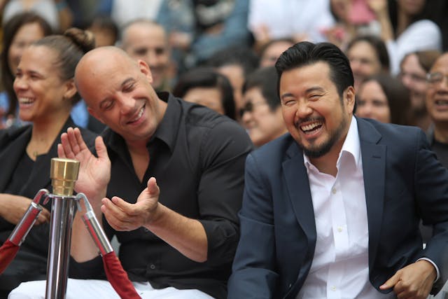 Actor Vin Diesel (L) and film director Justin Lin