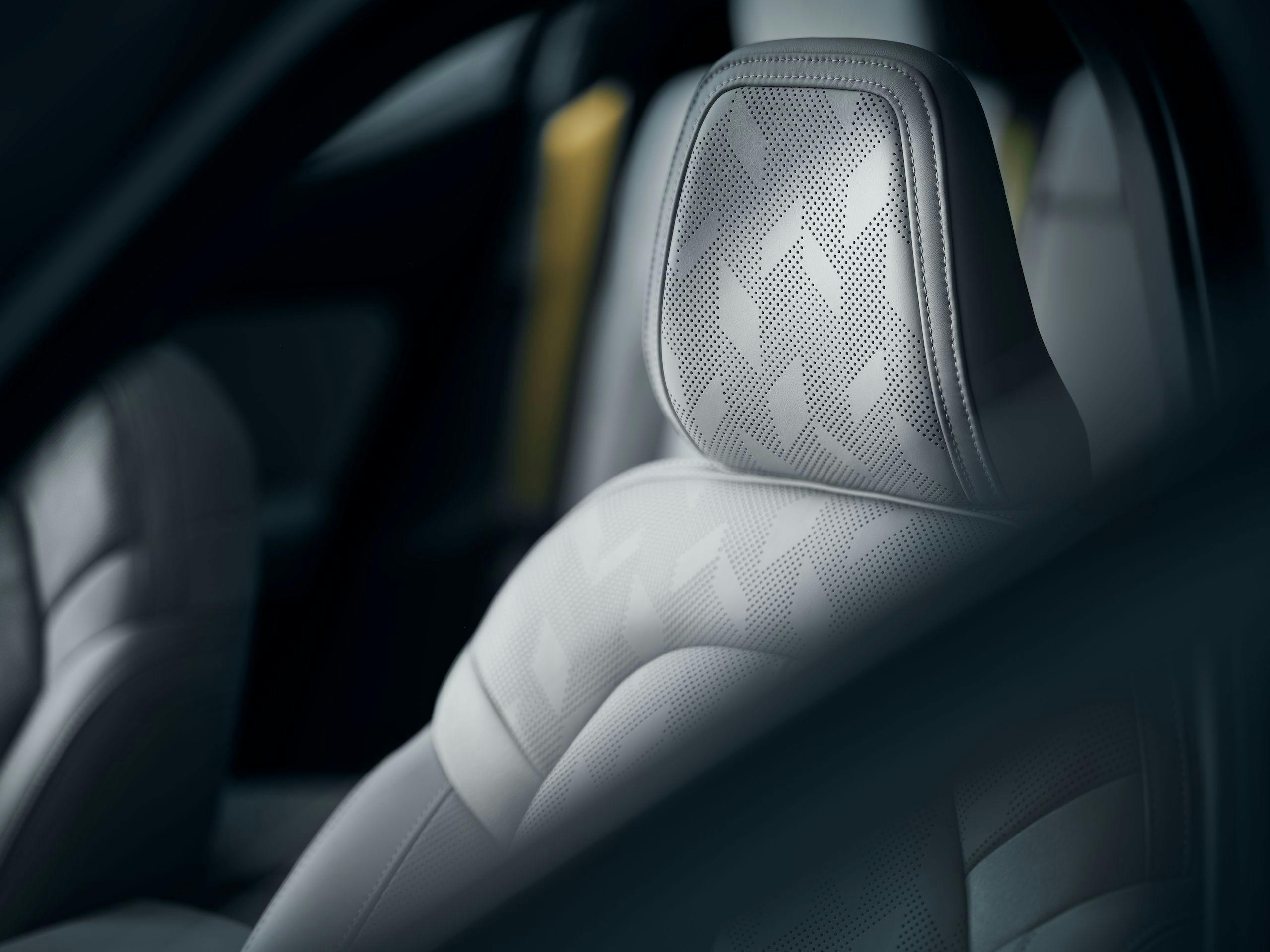 Polestar interior seat headrest detail