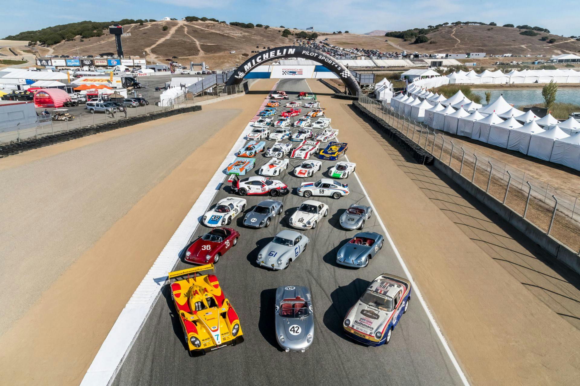 Porsche Rennsport Reunion VI cars on track at Laguna Seca