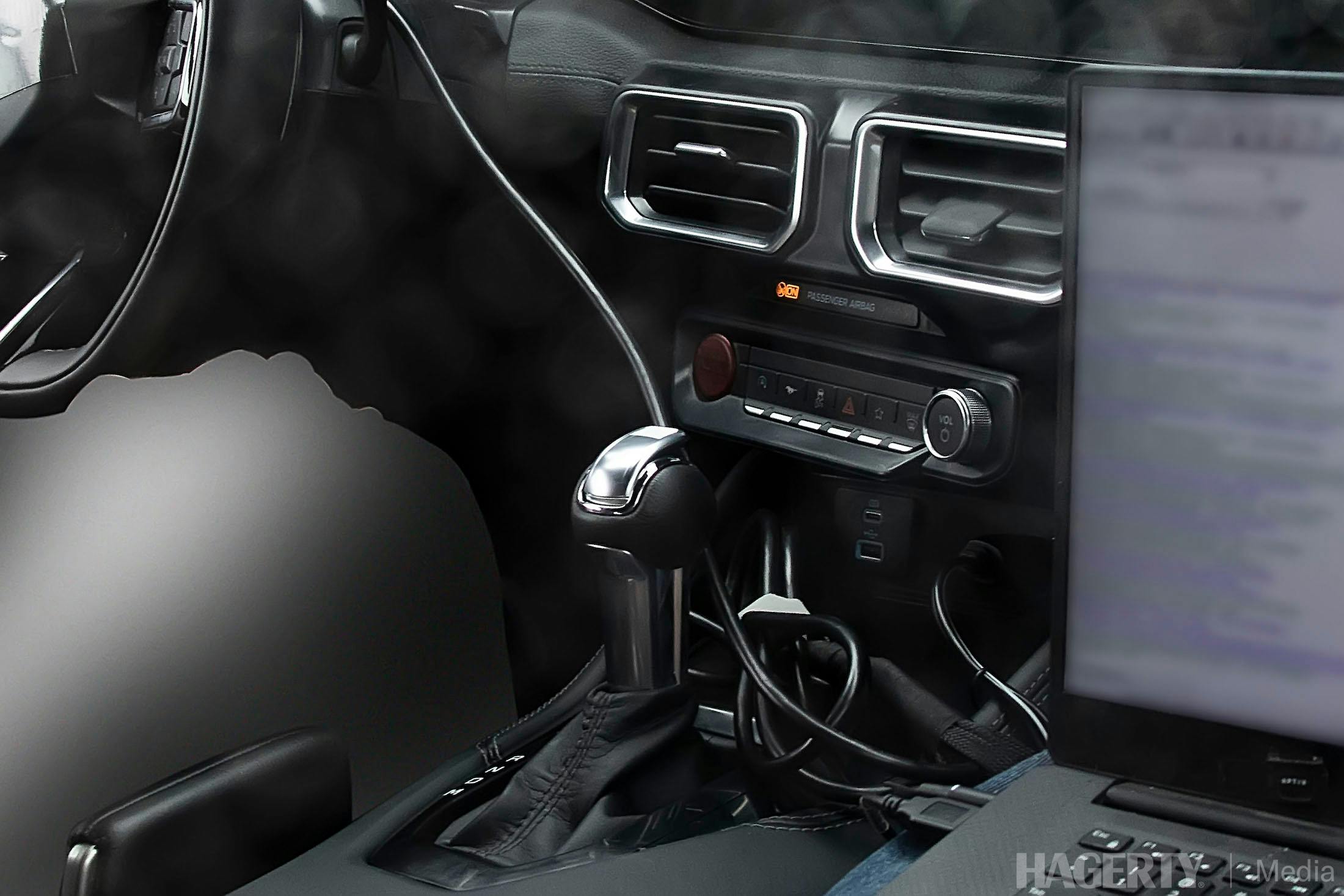 Mustang interior spy shot center console close