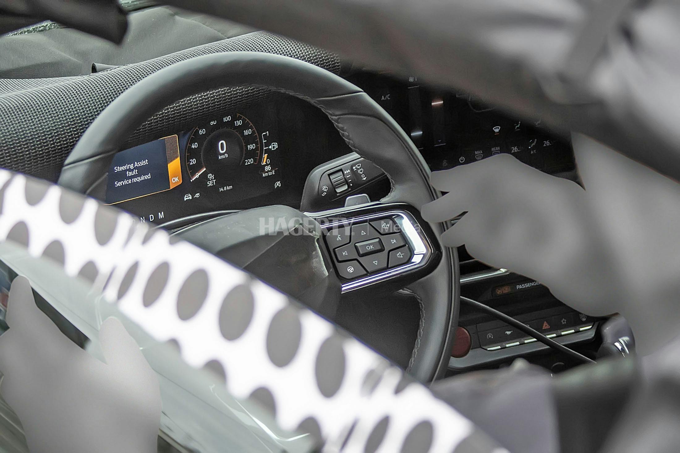 Mustang interior spy shot driver side wheel