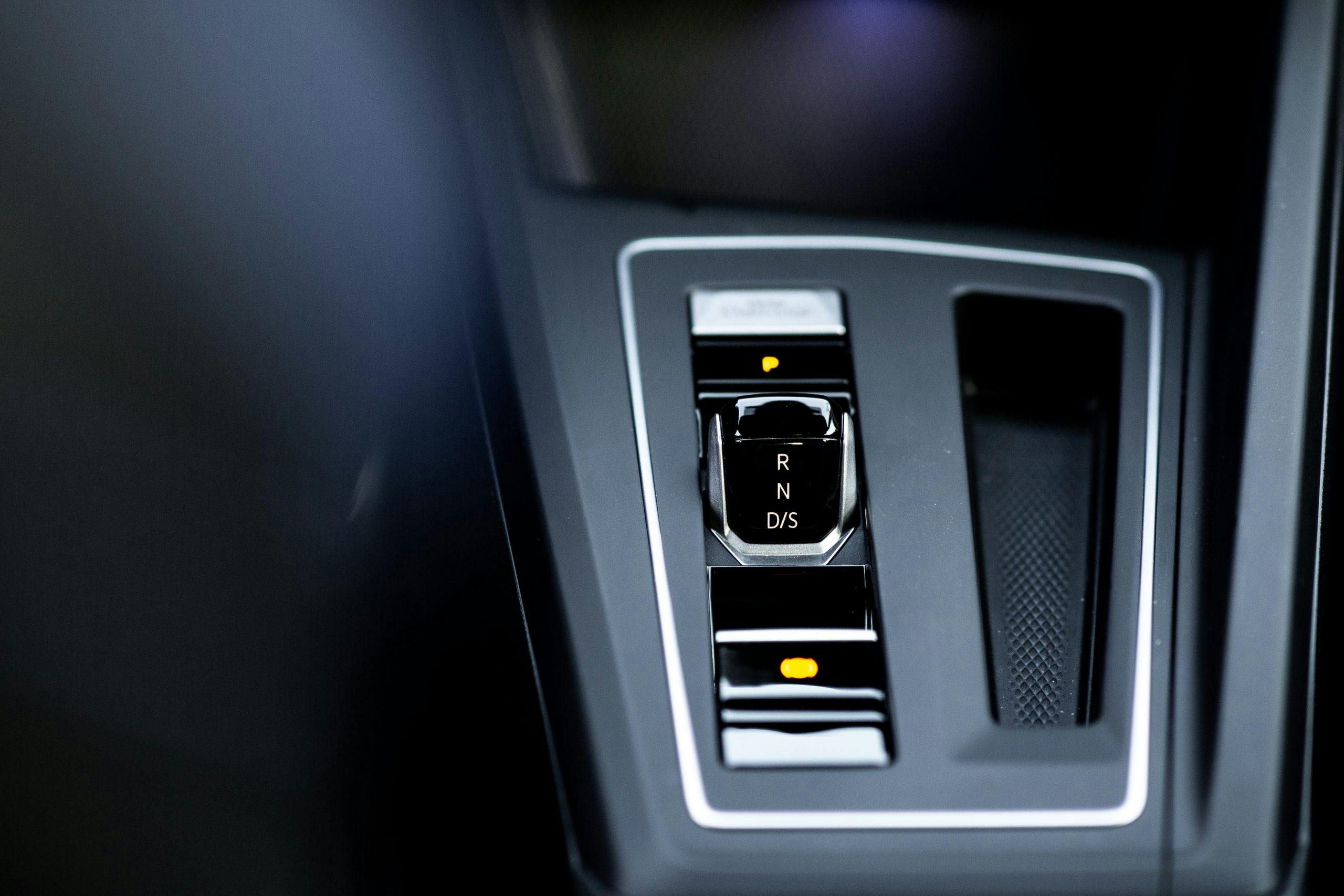 VW Golf R center console gear modes closeup