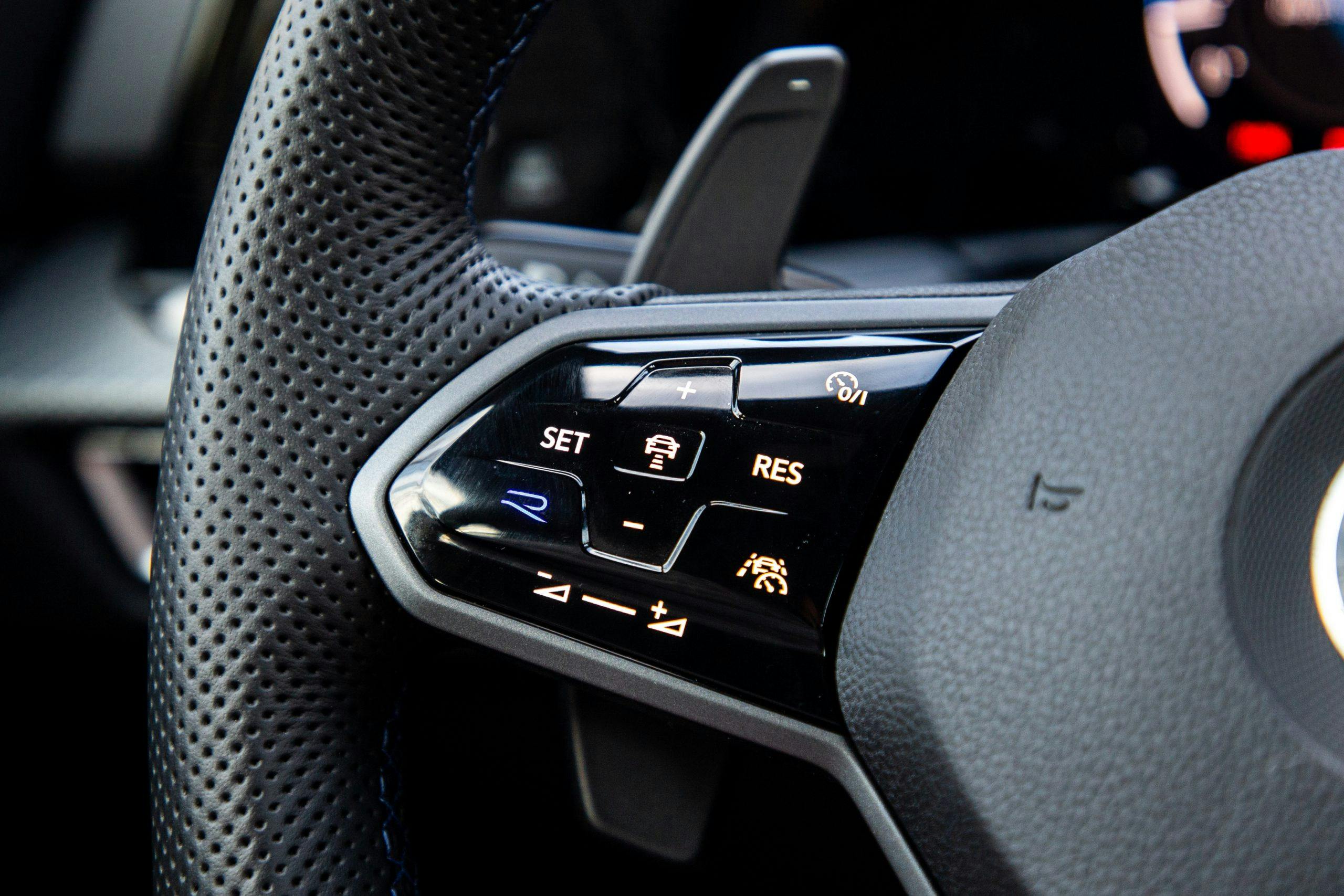VW Golf R interior steering wheel haptic touch controls left