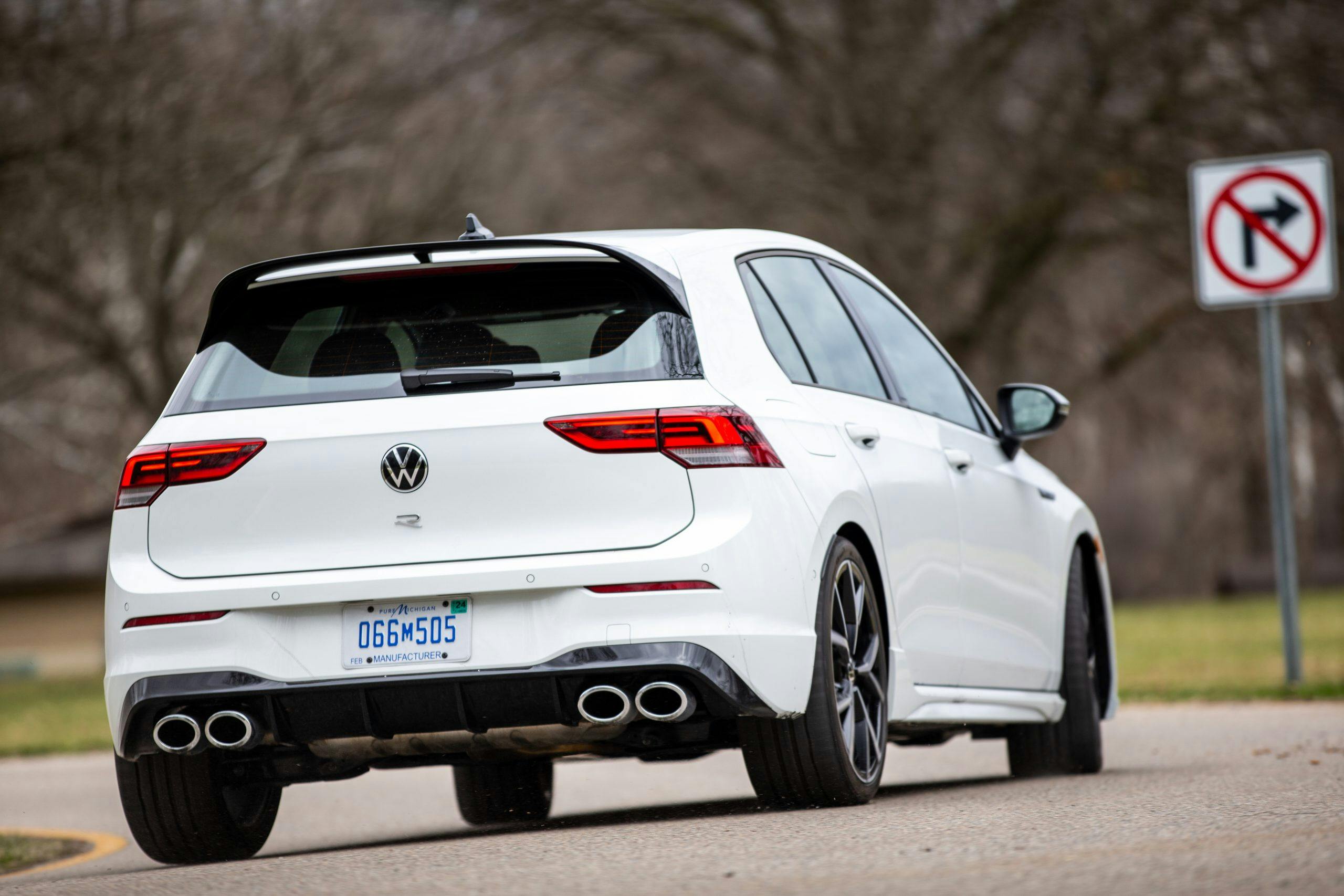 VW Golf R rear three-quarter driving action