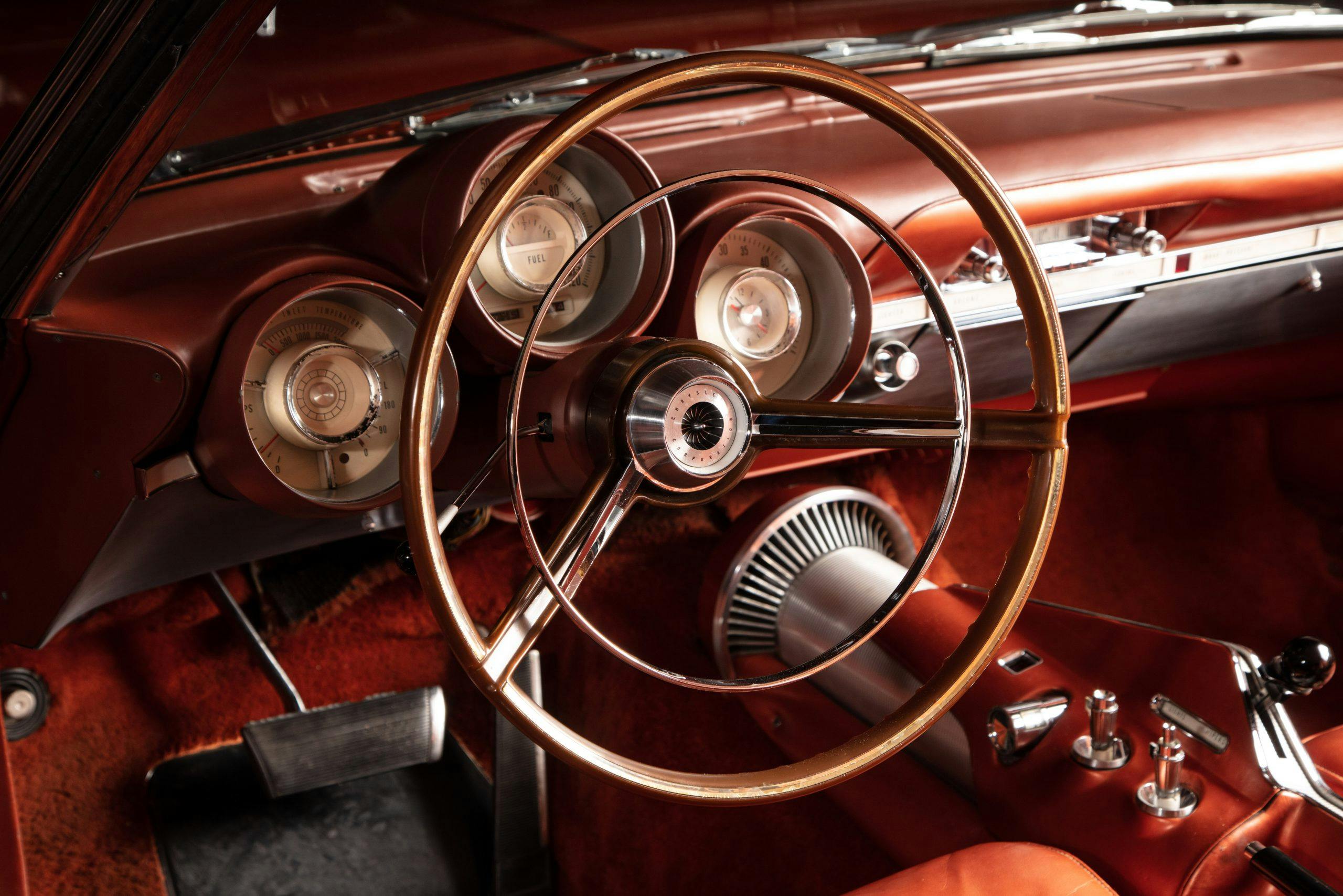 Chrysler Turbine car interior steering wheel dash