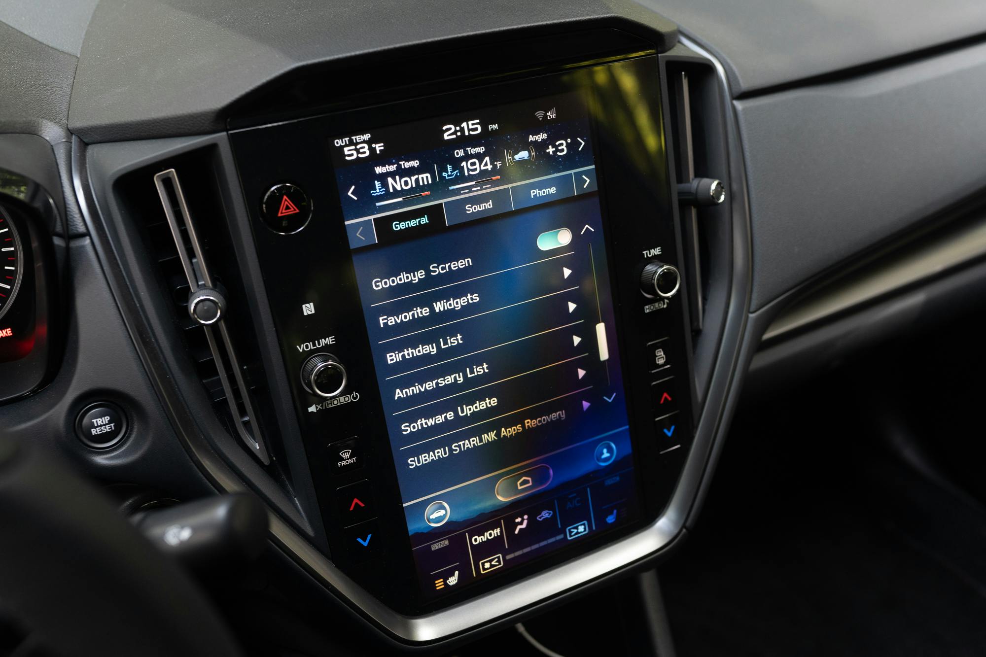2022 Subaru WRX 6-Speed interior infotainment general settings