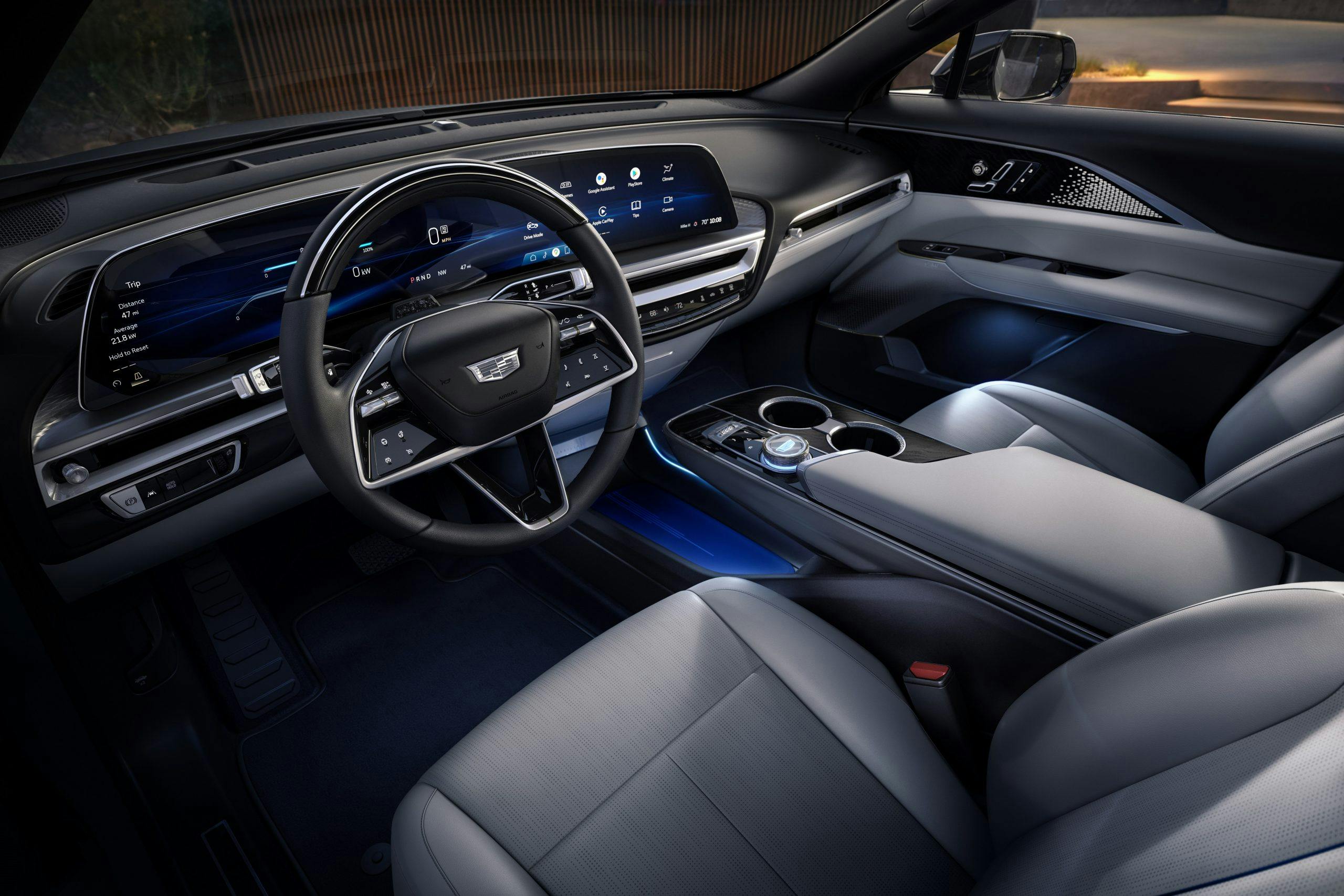 The LYRIQ interior is clean and simple with a focus on secondary