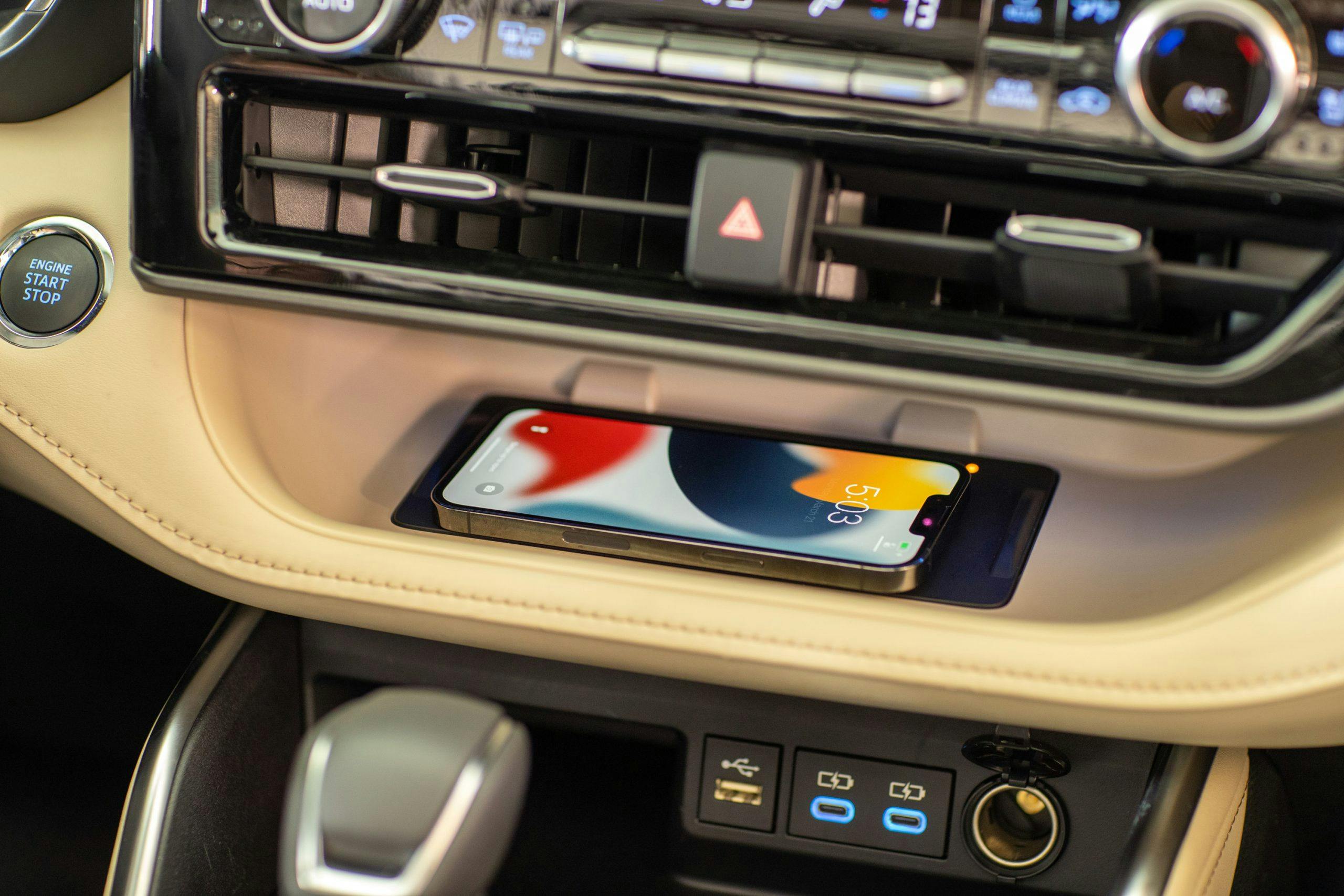 2023 Toyota Highlander Turbo interior phone on wireless charger