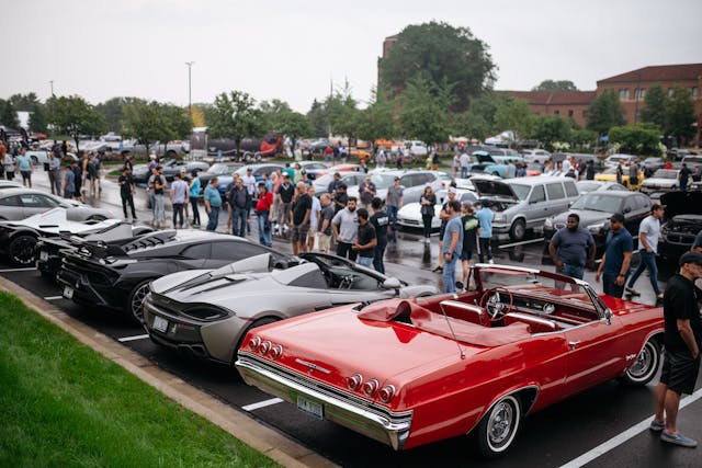 Concours of America Cars and Coffee high angle lot