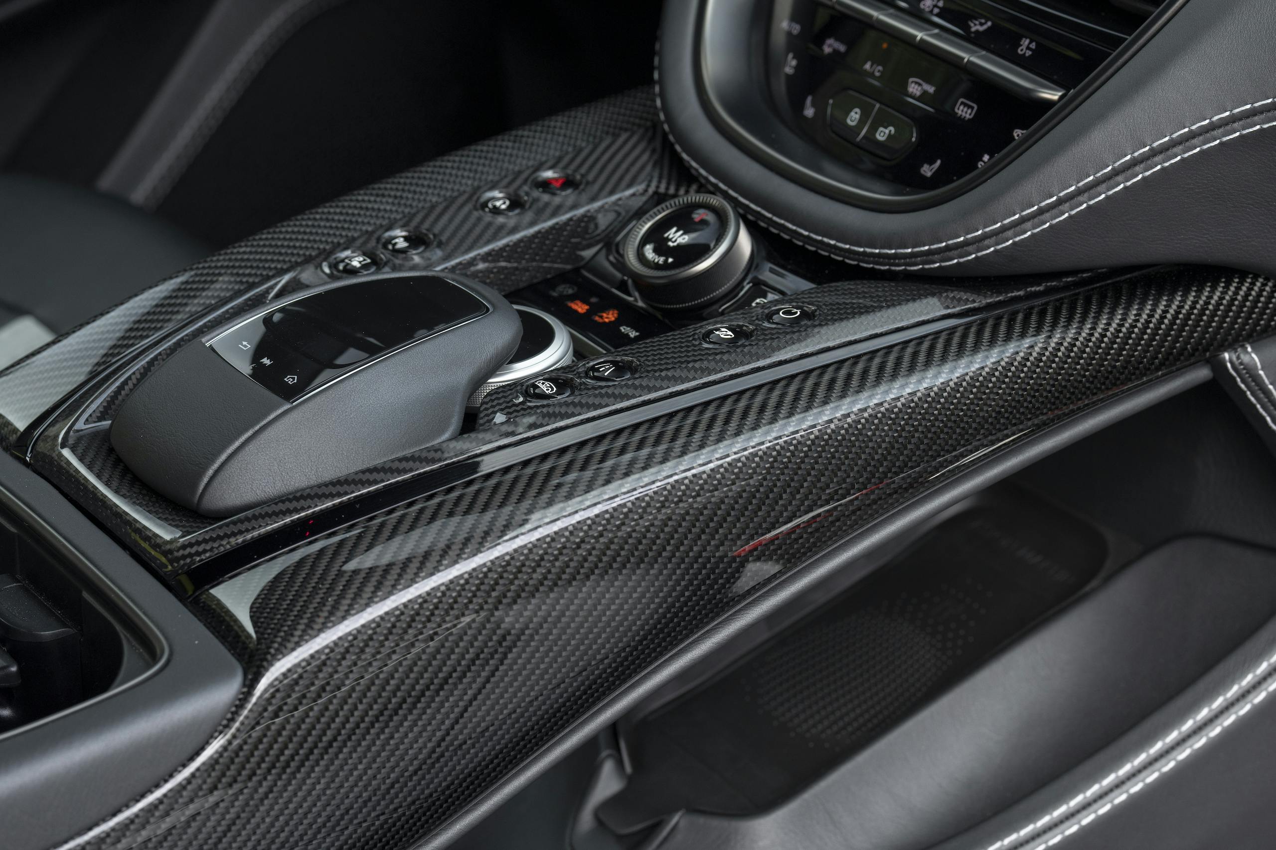 Aston Martin DBX707 Apex Grey interior carbon fiber center console