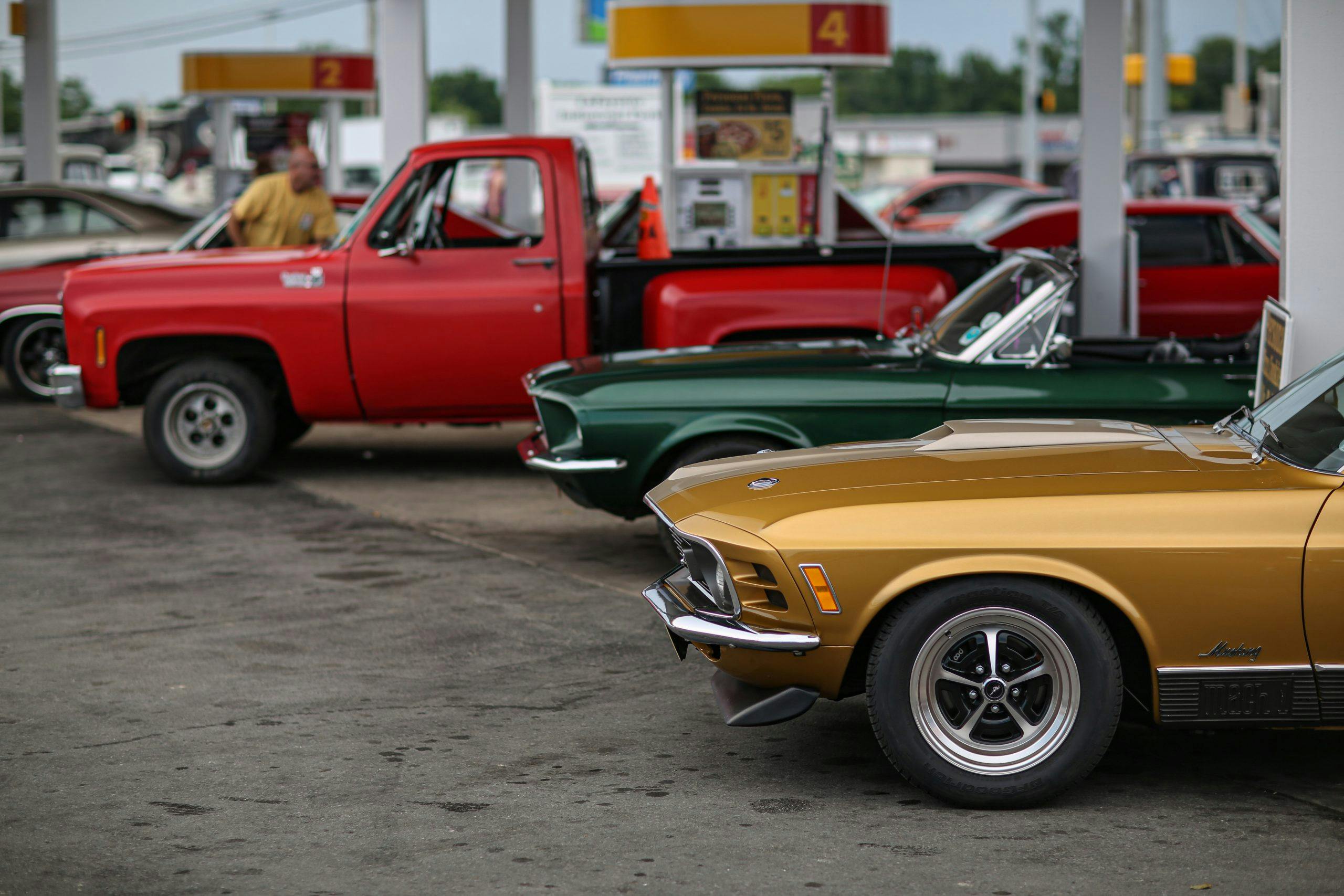 Mustangs and trucks refuel