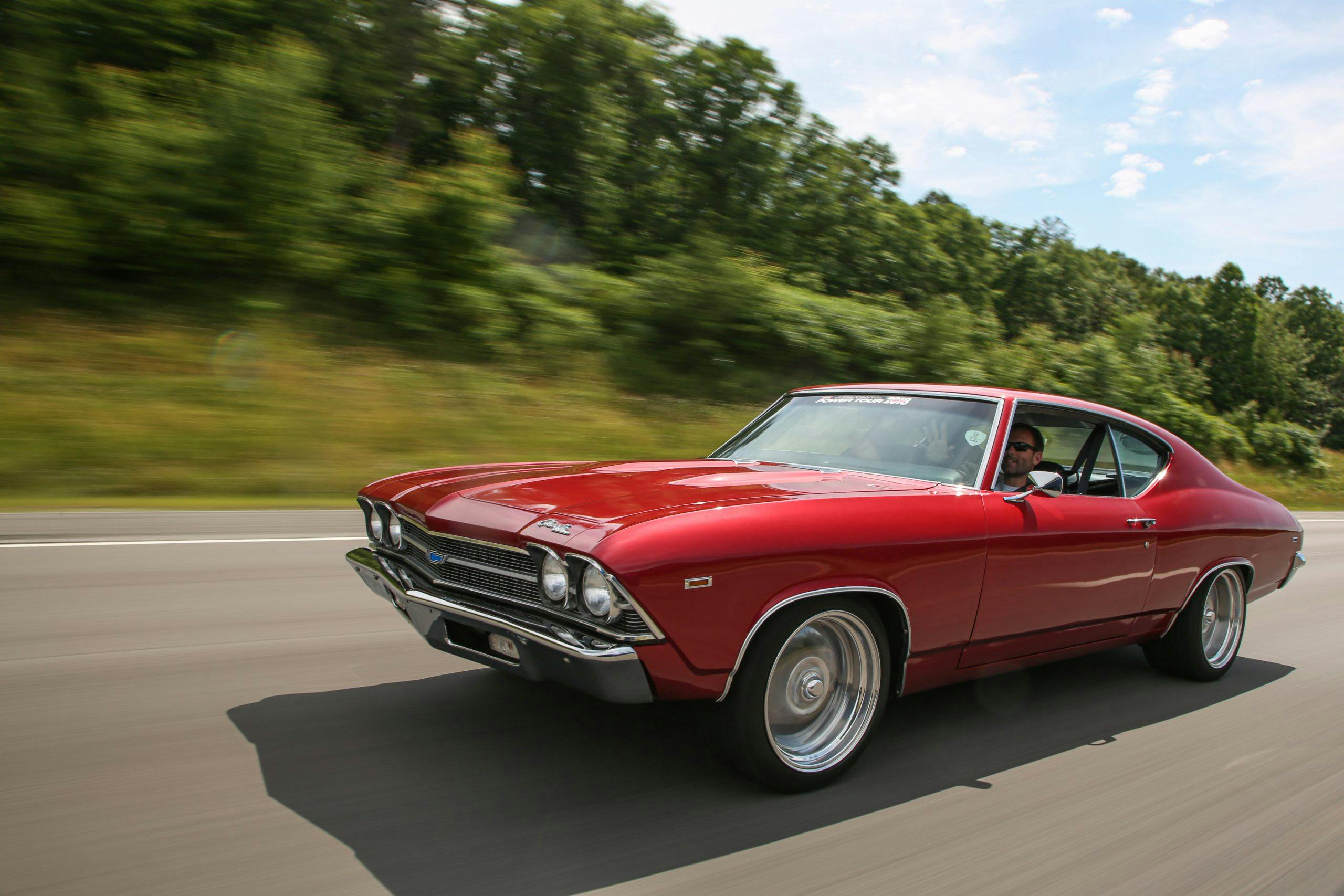 Chevy cruises down the road during Power Tour