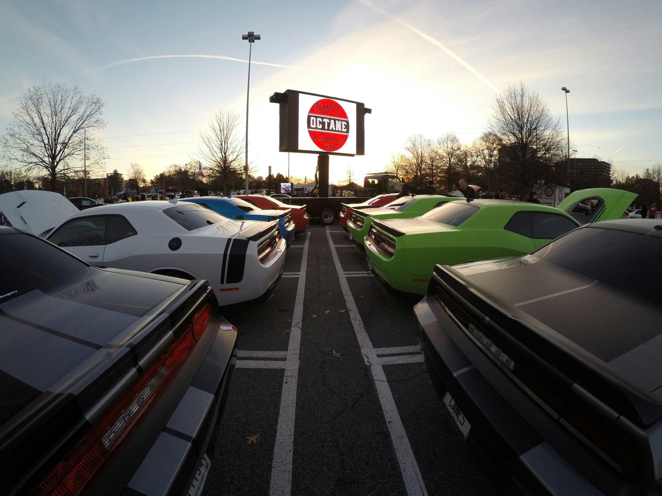 Dodge Challengers meet at the crack of dawn to participate in Caffeine and Octane