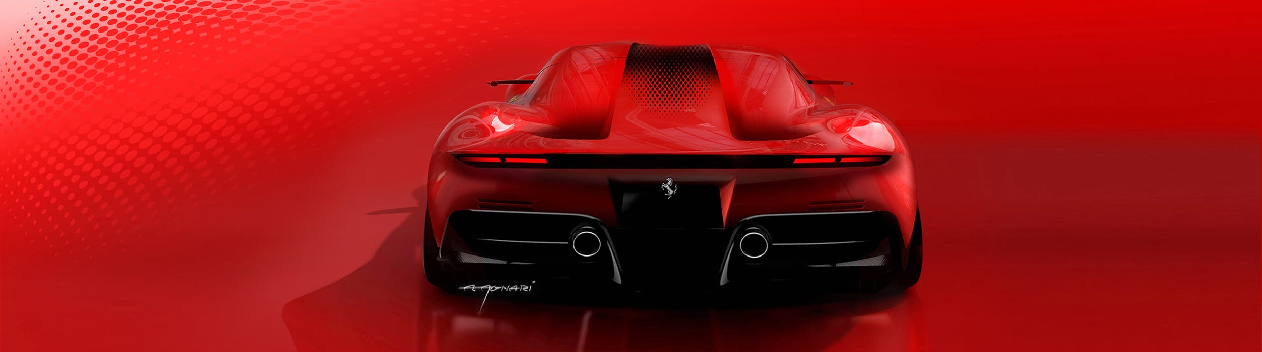 Ferrari SP48 Unica design sketch rear end