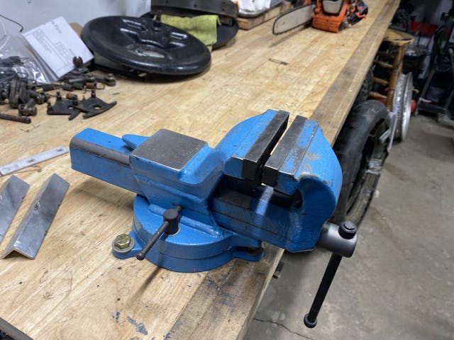 vise on workbench