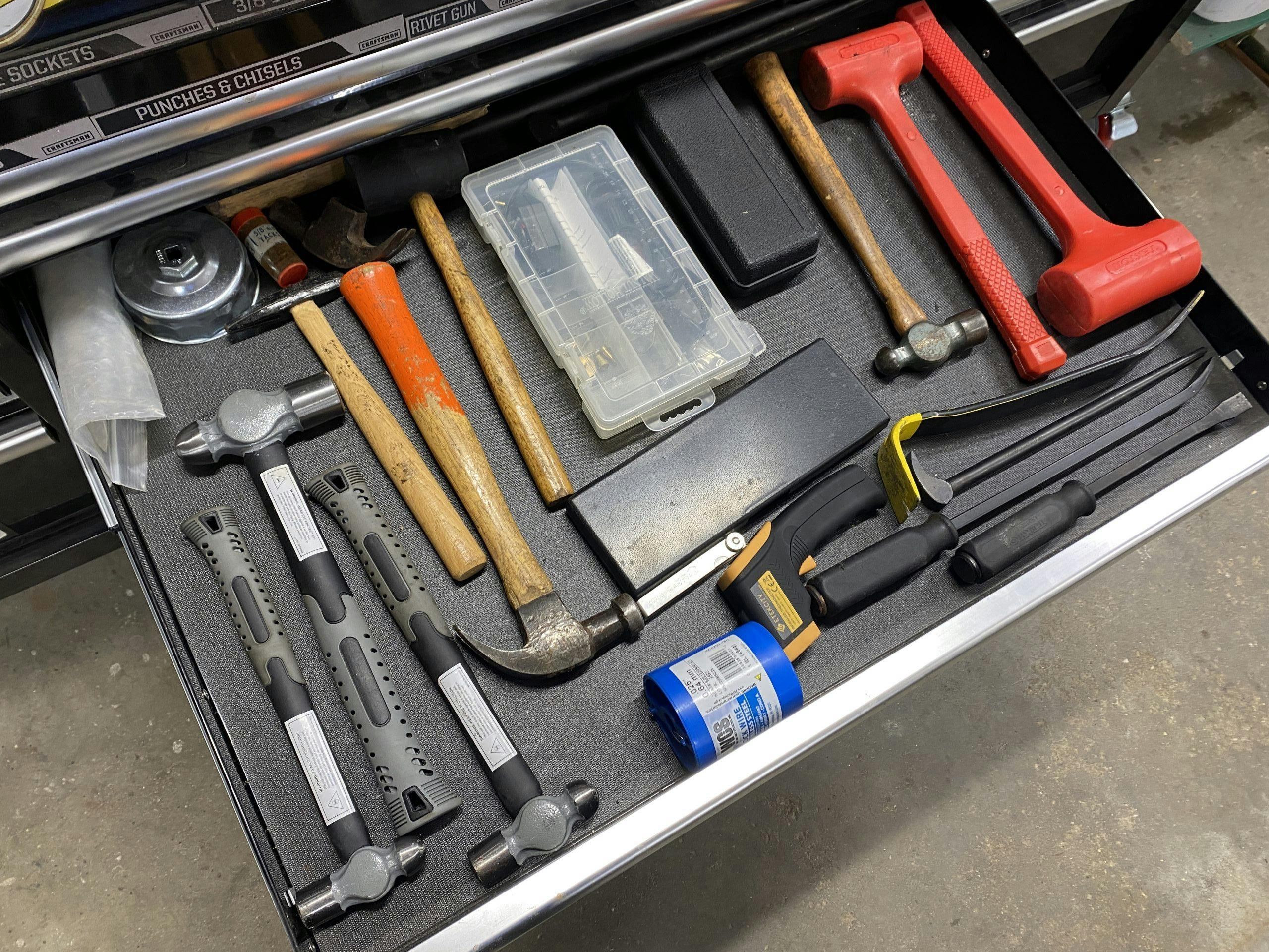 drawer full of hammers
