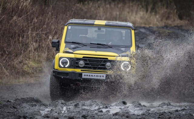 Ineos Grenadier front mud slinging action