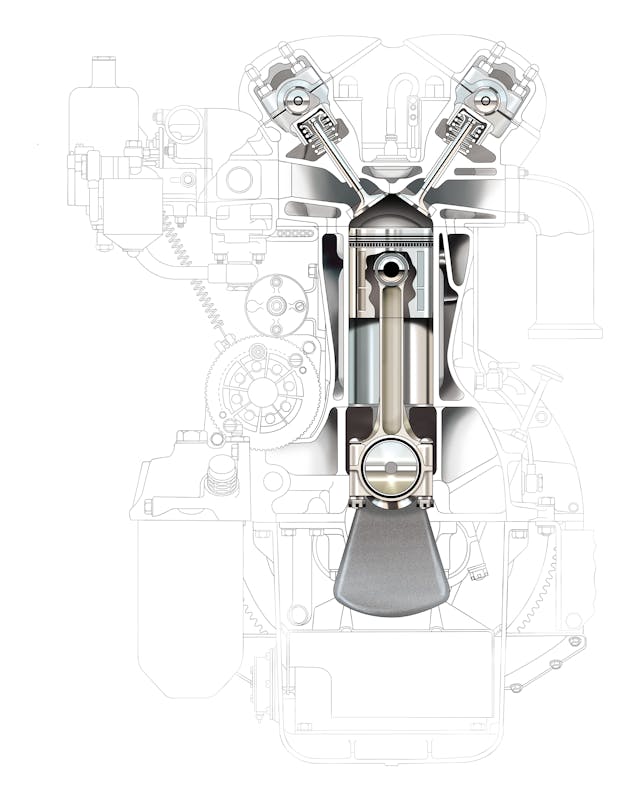 Jaguar inline six engine cross section cutaway