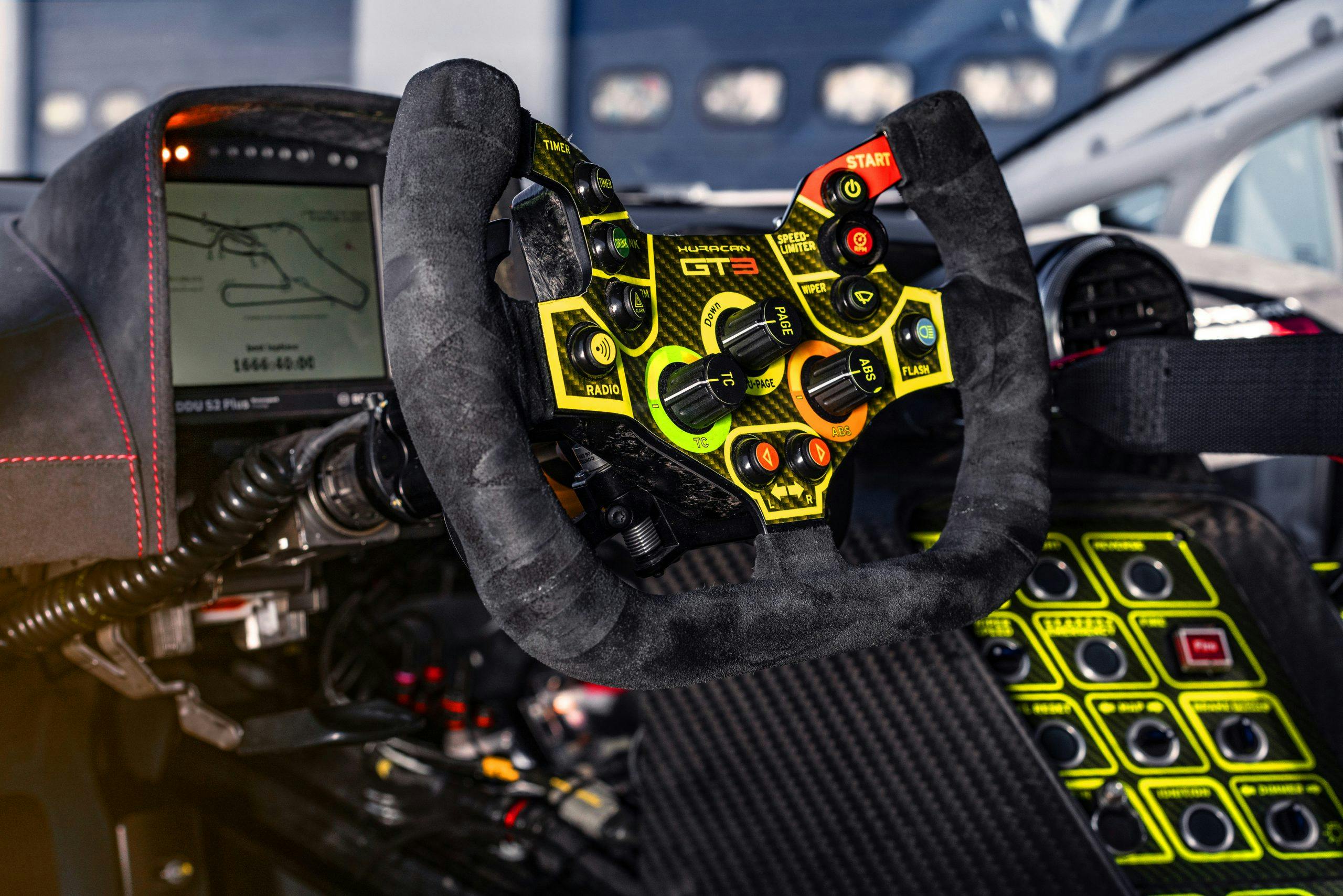 Lamborghini Huracán GT3 EVO2 interior steering wheel