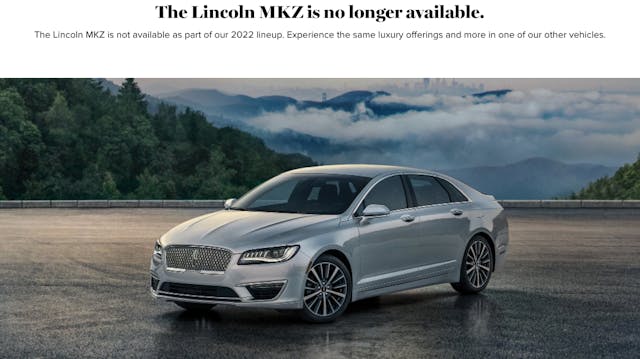 Lincoln MKZ site landing page