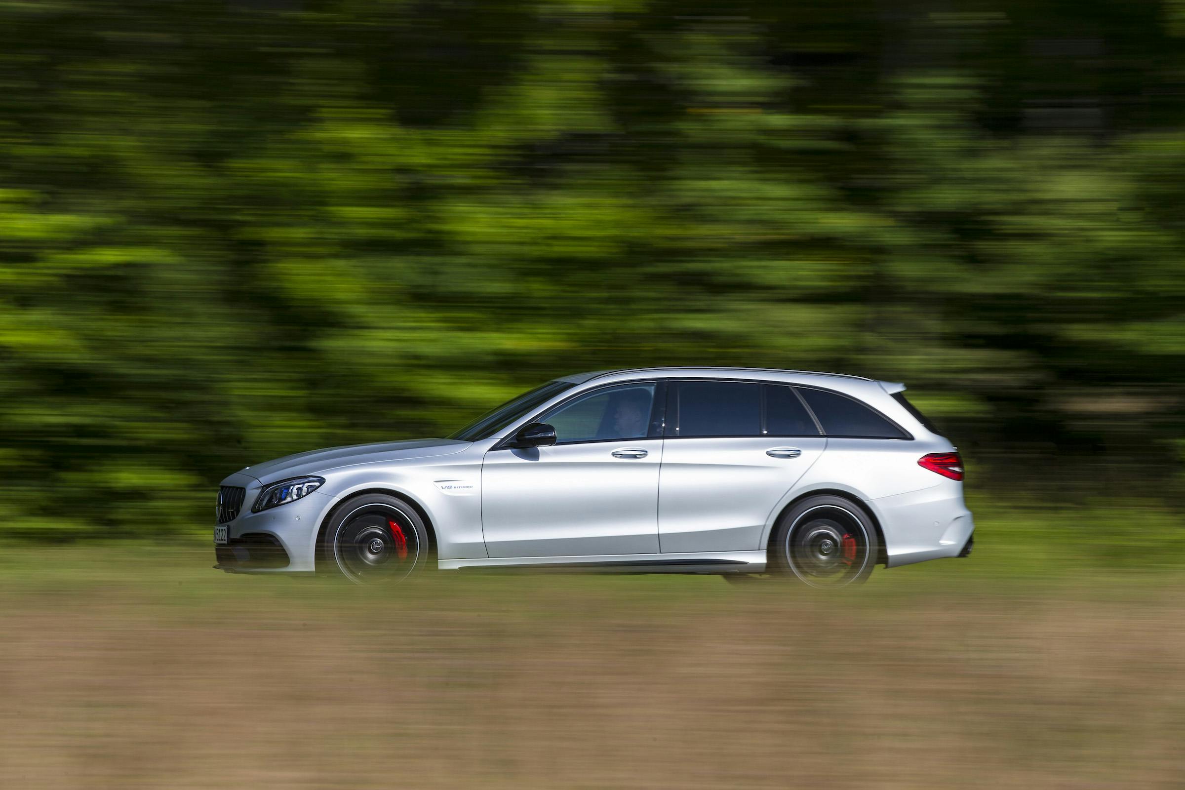 Mercedes-AMG C63 S side profile driving action