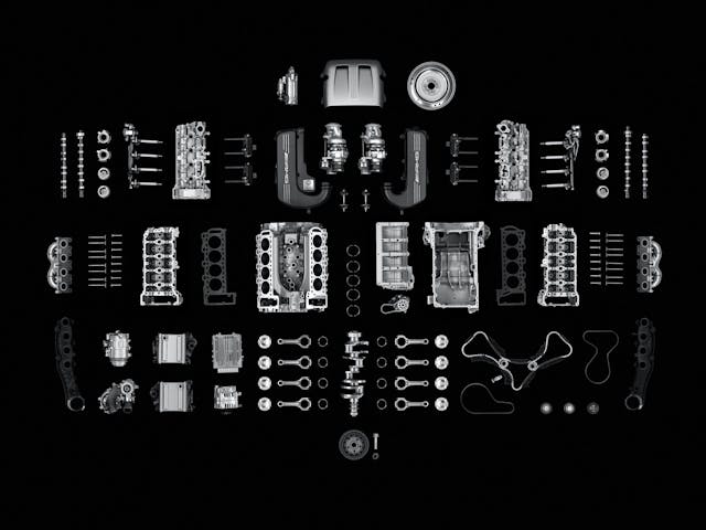 Mercedes-AMG C63 S engine parts collage