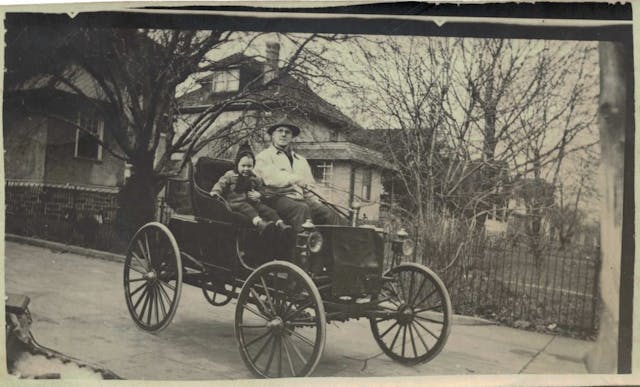George Waterman in automobile