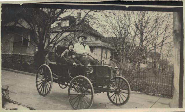 George Waterman in automobile