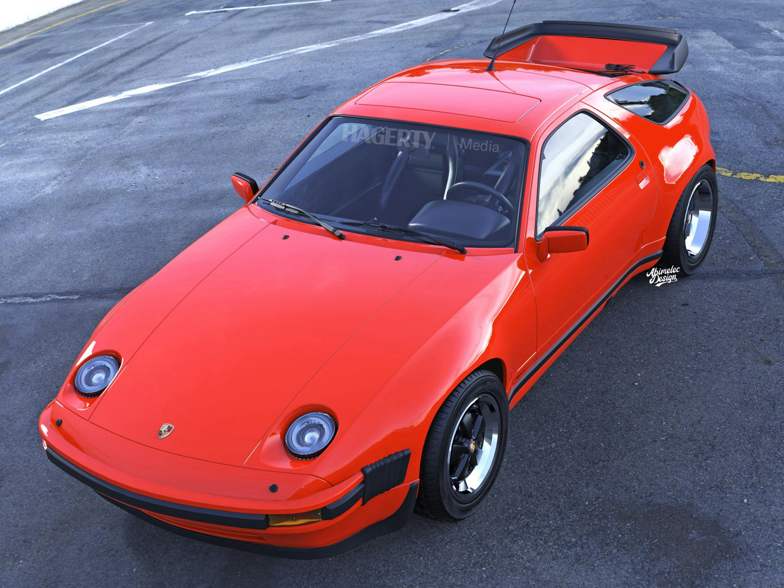 what if Porsche 928 Turbo high angle front three-quarter
