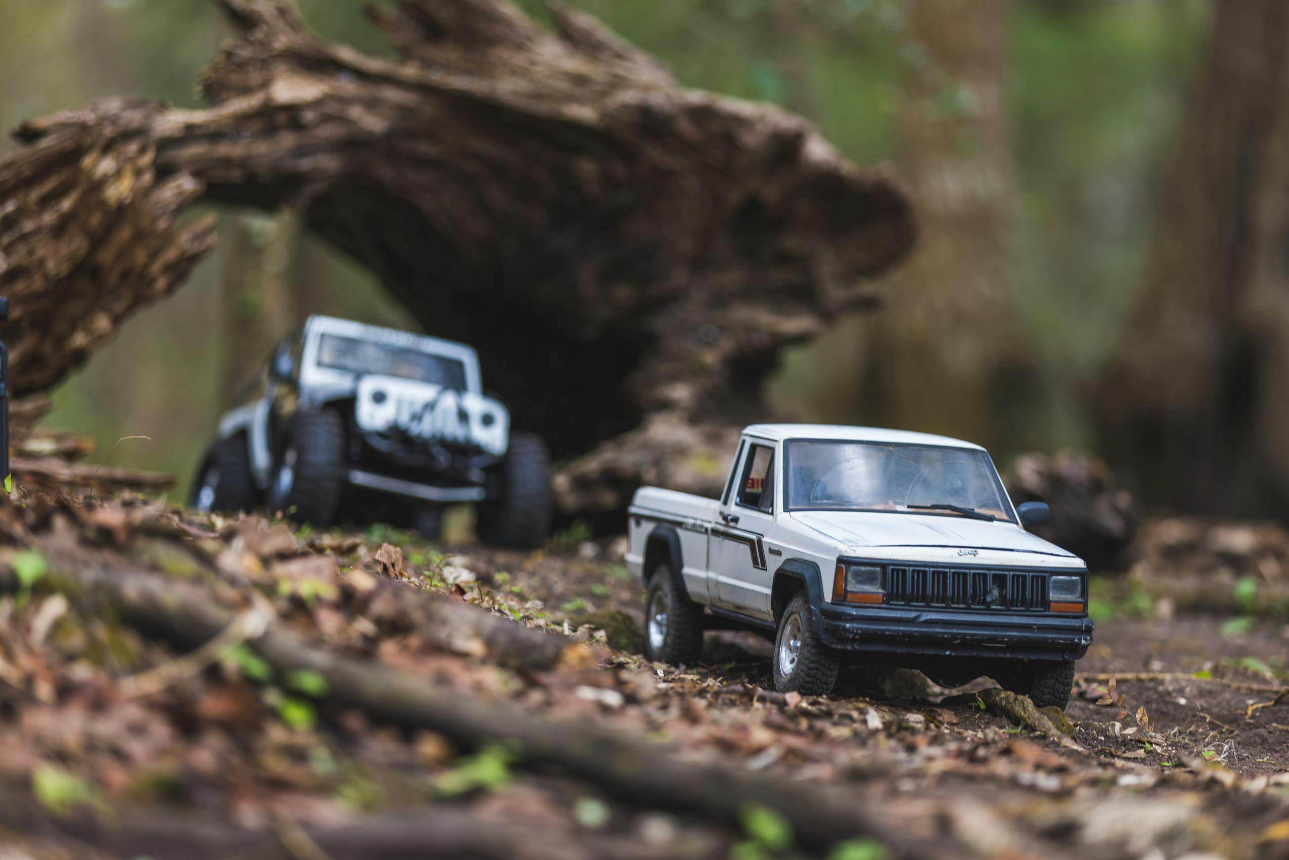 Scale RC Crawlers Comanche and Wrangler on trail