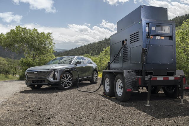 2023 Cadillac Lyriq 450E front three-quarter remote generator