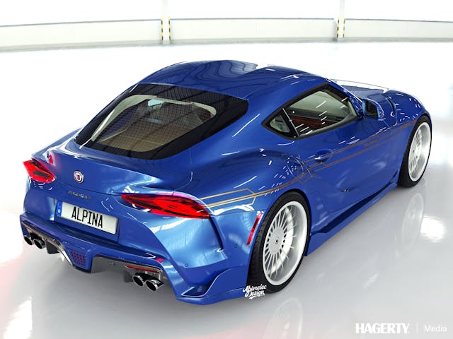 Alpina Supra blue rear three-quarter