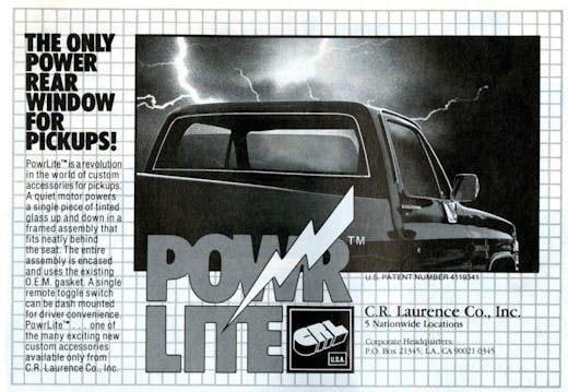 GM Squarebody Truck PowerLite Rear Power Window 