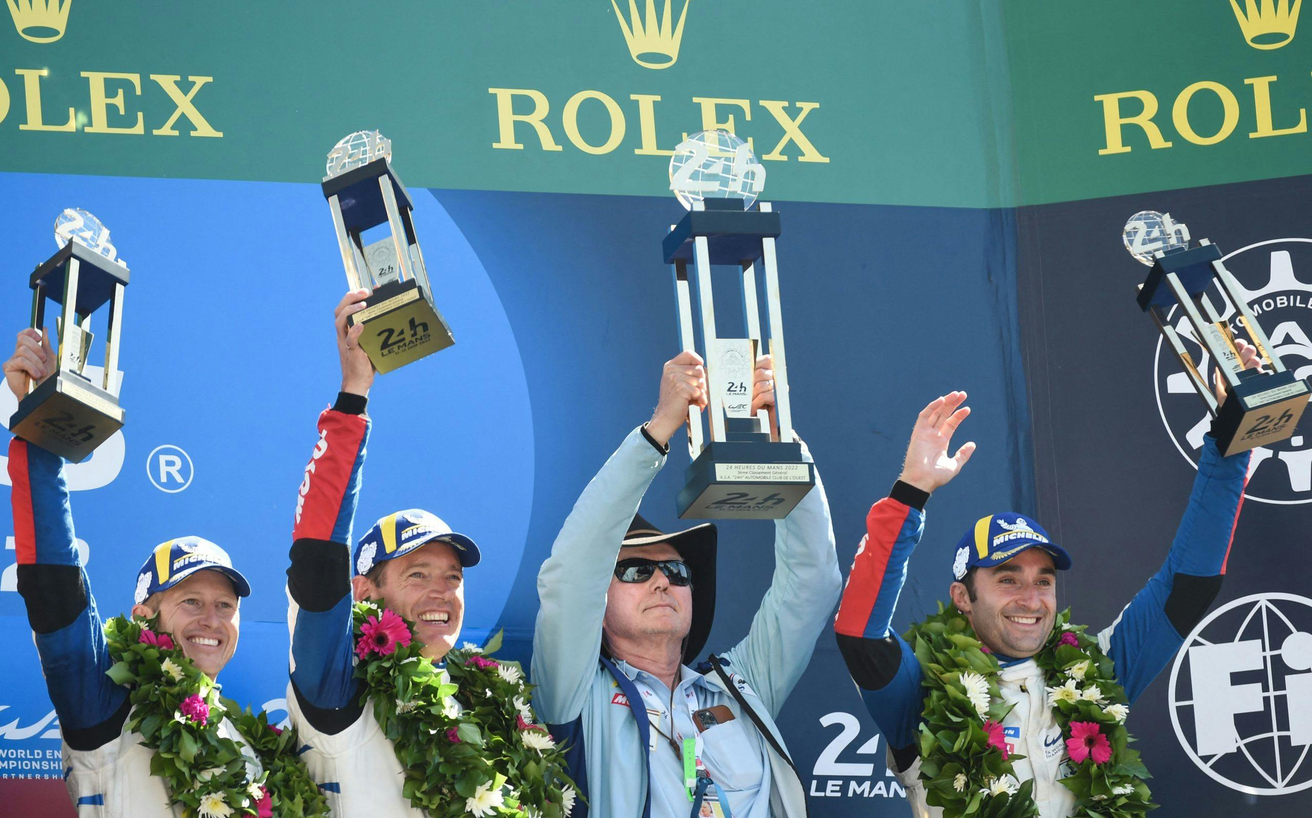 Glickenhaus team podium 2022 Le Mans 24 Hours