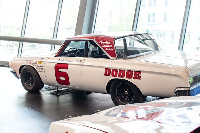 NASCAR Hall of Fame Dodge race car rear three-quarter