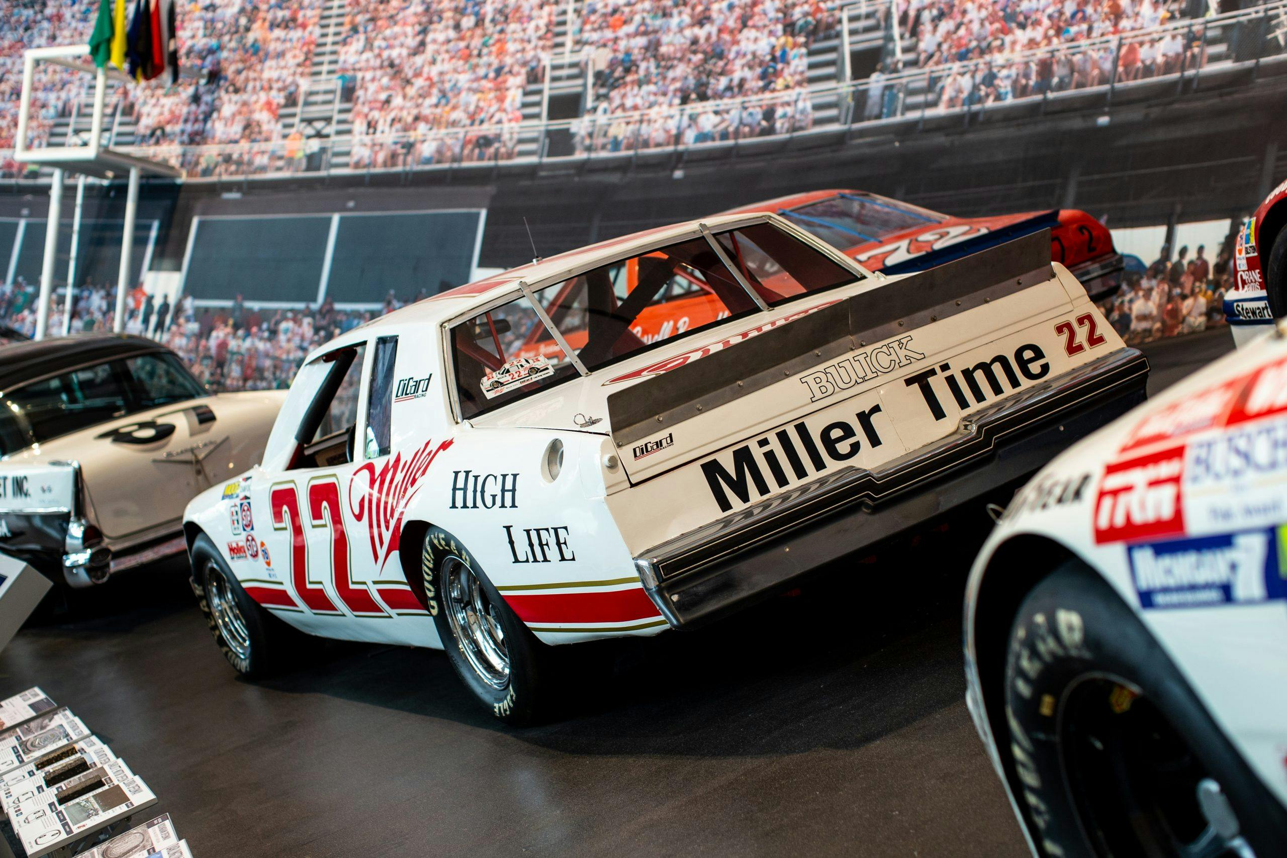 NASCAR Hall of Fame Buick Miller High Life car rear three-quarter