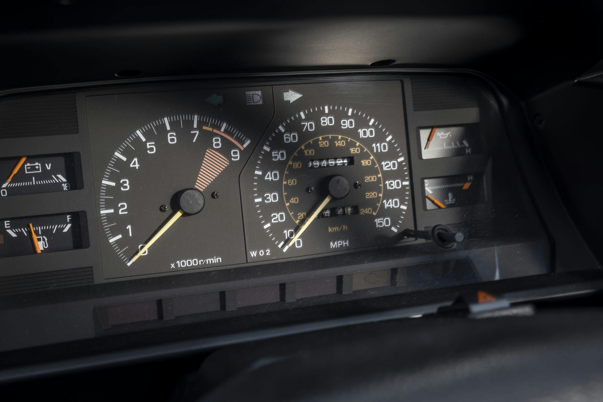 Toyota MR2 interior dash gauges