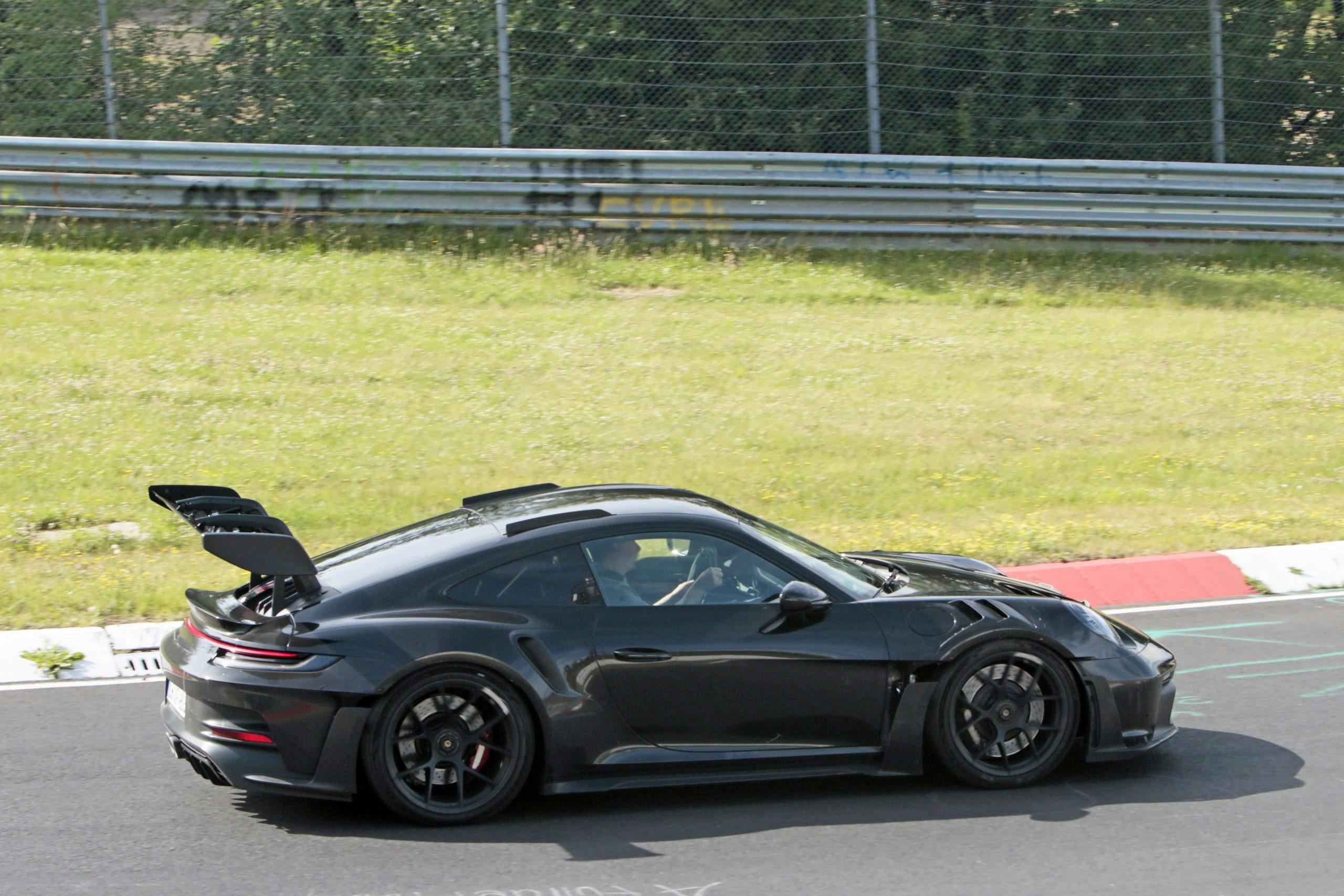 Porsche 911 GT3 RS Spy Shots exterior side profile and rear end