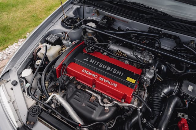 2001 Mitsubishi EVO VI Tommi Makinen engine bay angled