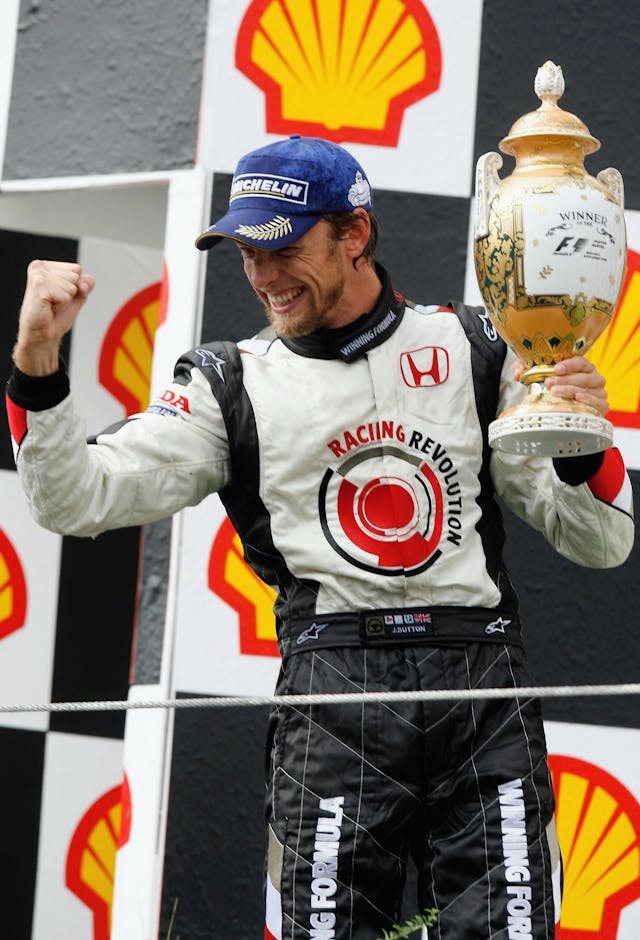 2006 F1 Grand Prix of Hungary trophy to Jenson Button