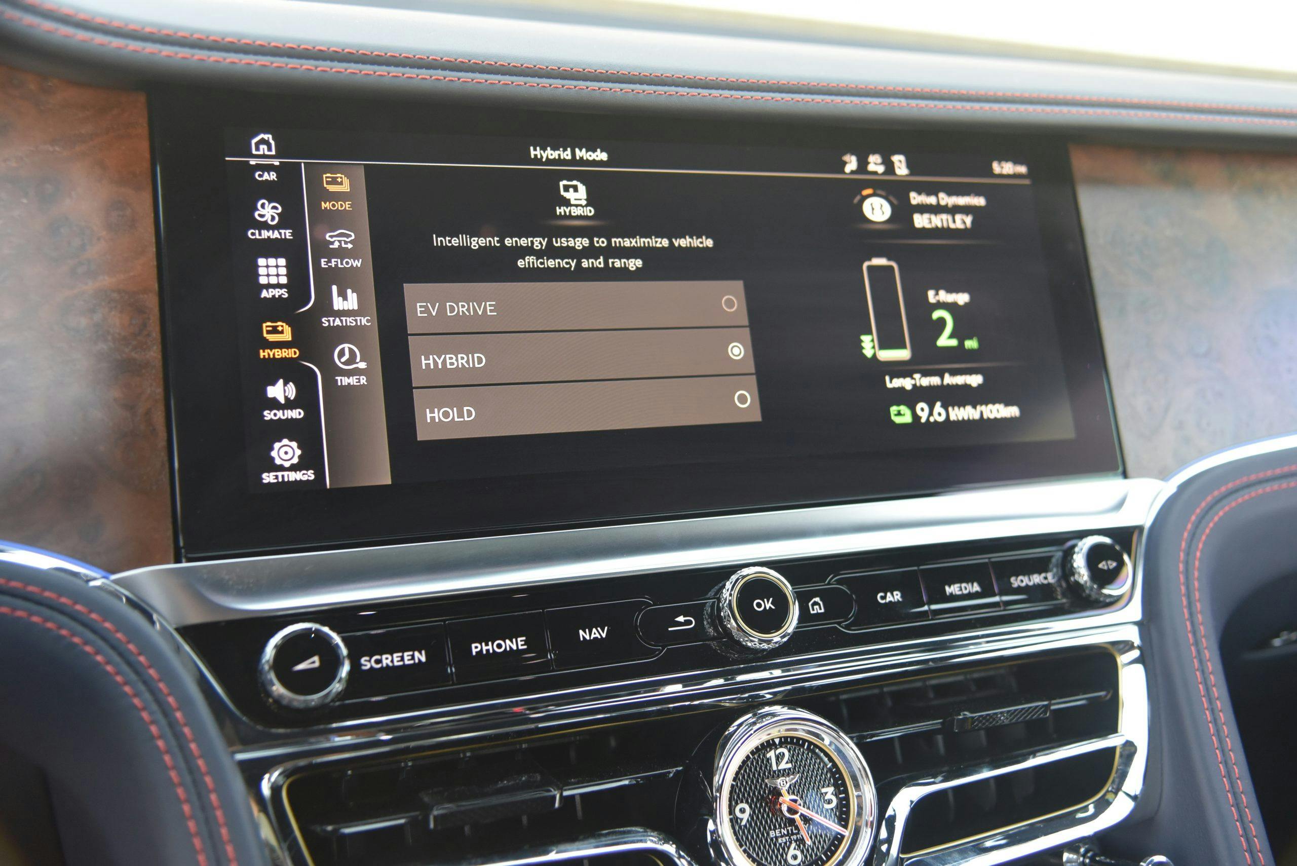 2022 Bentley Flying Spur Hybrid interior dash screen modes