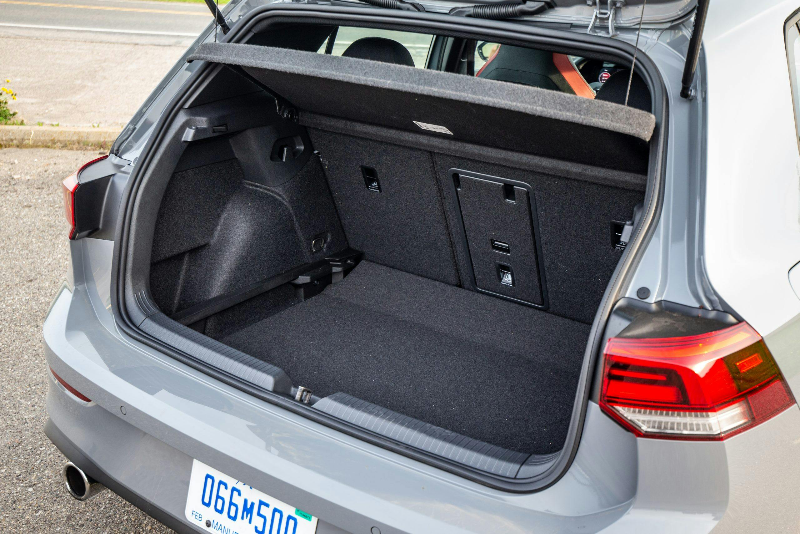 2022 VW GTI mk8 interior rear cargo space seats up trunk