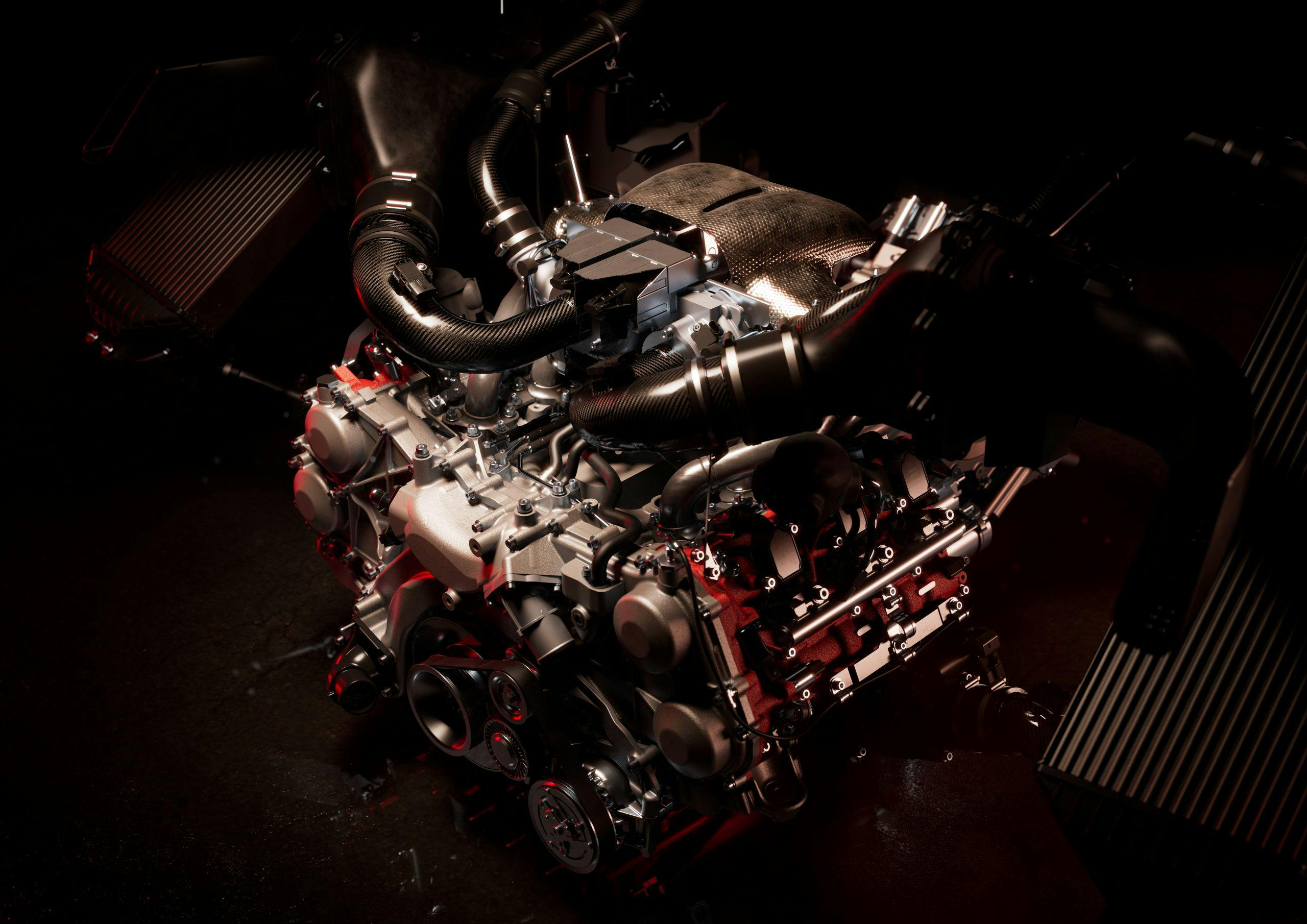 Ferrari 296 GT3 racecar engine angled